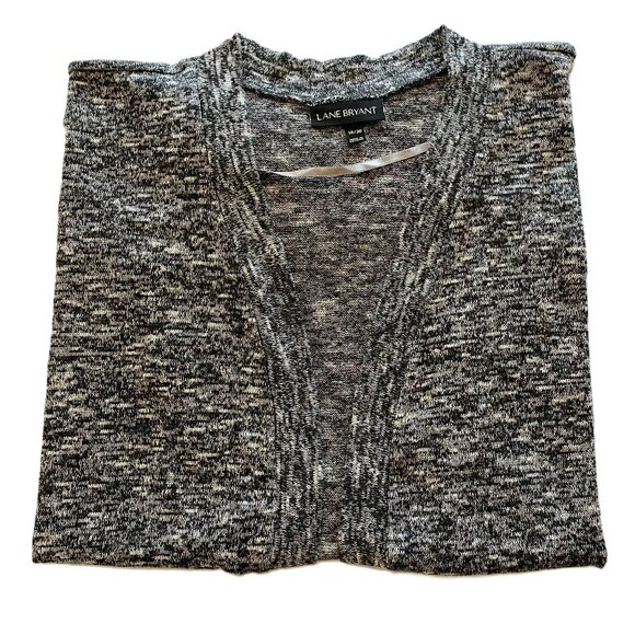 Lane Bryant Women's Black and White Dolman Open Front Cardigan - Picture 2 of 12